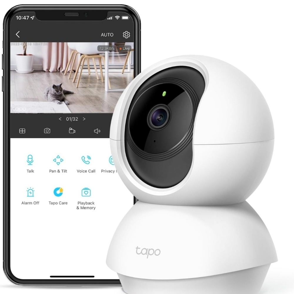 TP-Link Tapo Smart Pan/Tilt Indoor Security Camera, 360° Motion Tracking, 1080p